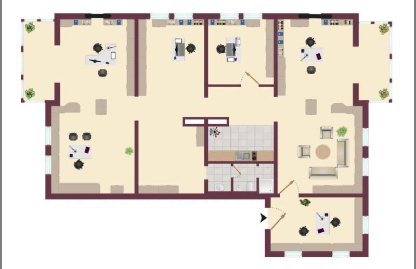 Grundriss von Erstklassige, freundlich-helle Büroräume (EG 167 m²) in Achern-Oberachern bei Dhonau Immobilien-Makler Ortenau