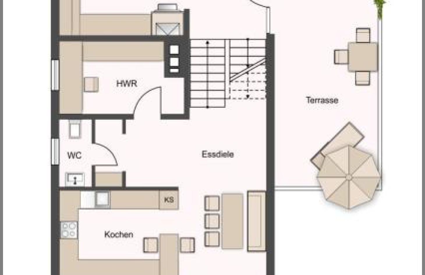 Grundriss Erdgeschoss von Exklusiv anders! Schickes Einfamilienhaus im Grünen in bester Wohnlage  in Lauf bei Dhonau Immobilien-Makler Ortenau