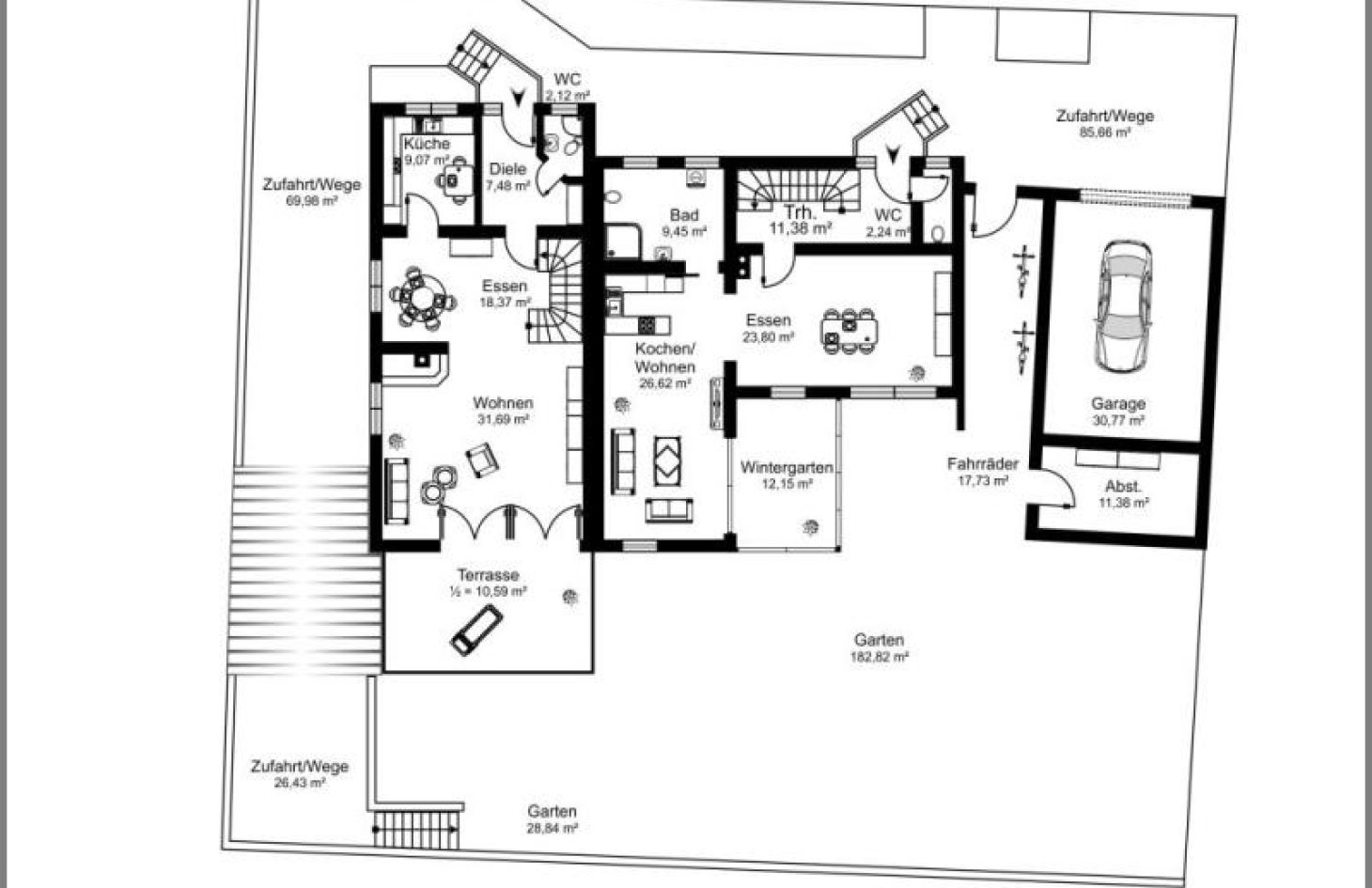 EG von Zweifamilienhaus/Mehrgenerationenhaus - 2 DHH kombinierbar in Top-Lage! in Oberkirch bei Dhonau Immobilien-Makler Ortenau